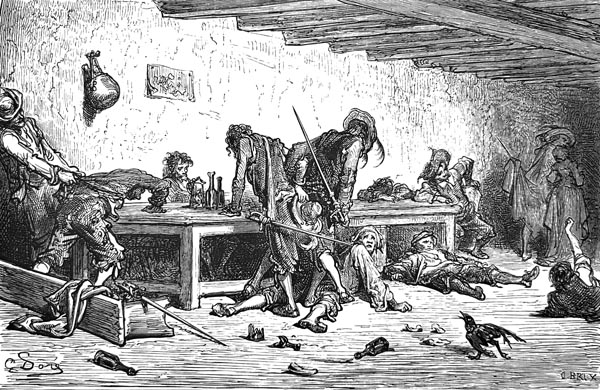 Gustave Doré (1832-1883) - At that hour the tavern presented a ridiculous and lamentable appearance.