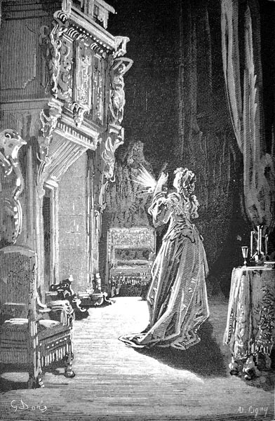 Gustave Doré (1832-1883) - Quelling these imaginary terrors, Isabella continued on her way…
