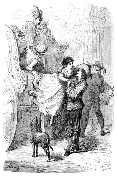 Gustave Doré (1832-1883) - The Soubrette…put her arm about the Marquis’ neck.