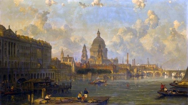 View From Waterloo Bridge, Embracing St. Pauls, Somerset House And Temple David Roberts (Scottish, 1796-1864)