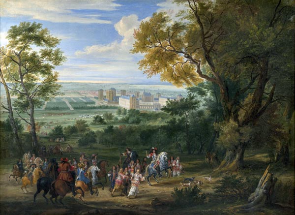 View of the château de Vincennes or The Departure of Louis XIV for the hunt - Adam-François van der Meulen