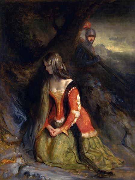 A lady and her knight errant, possibly a scene from Ivanhoe - Robert Scott Lauder (Scottish, 1803 – 1869)