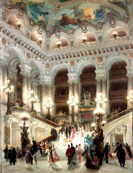 Louis Béroud (1852–1930) - L'escalier de l'opéra Garnier (1877)