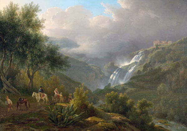 The Cascades at Tivoli, with a Storm Approaching (1824) - Abraham Teerlink (Dutch, 1776-1857)