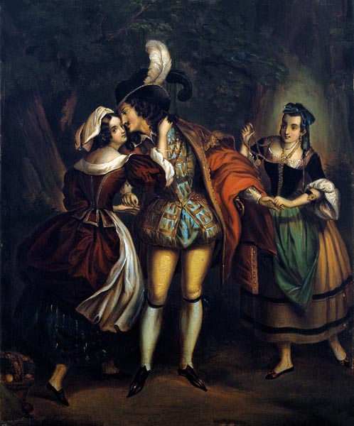 Celia and Rosalind departing from Orlando (1840s) - Anonymous