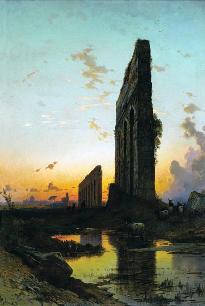 Sunset by the Ruins - Hermann David Salomon Corrodi (Italian, 1844-1905)