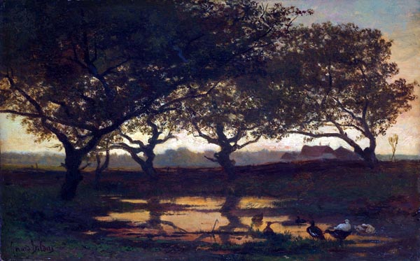 Woodland Pond at Sunset (c. 1862) - Gerard Bilders (Dutch, 1838-1865)
