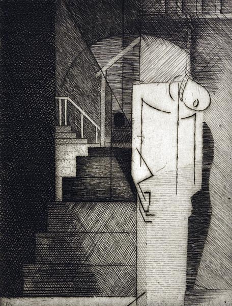 The Death of Nerval (Drawings for Aurelia) - Louis Marcoussis (French, 1883-1941)