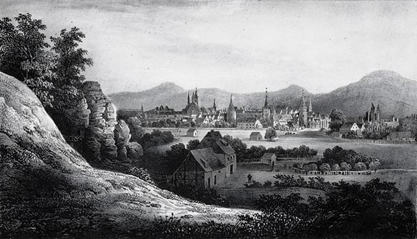 ‘View of Goslar from the Klusfelsen rock’ 1842