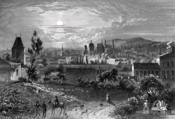‘Aachen’ - page 391 of ‘The Kingdom of Prussia in picturesque original views...’ engraved by J. Poppel (1852)