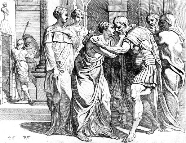 Odysseus and Penelope embrace