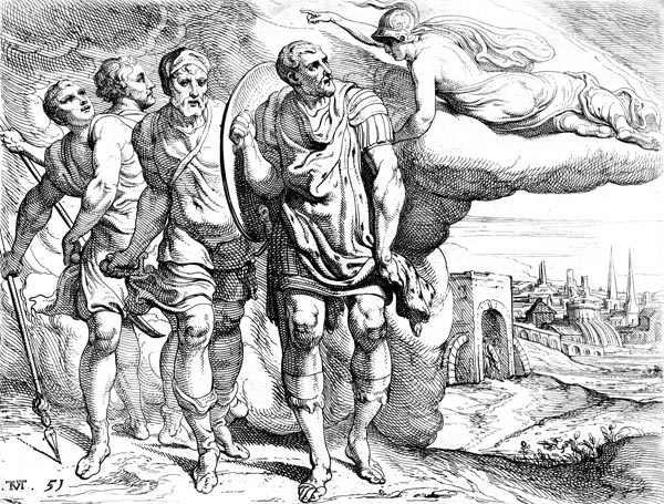 Odysseus and Telemachus on their way to Laertes