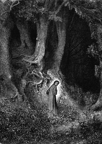 Inferno, Canto 1 : Dante in the savage wood, illustration from The Divine  Comedy by Dante Alighieri, 1885