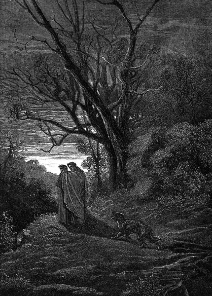 Inferno, Canto 1 : Dante in the savage wood, illustration from The Divine  Comedy by Dante Alighieri, 1885