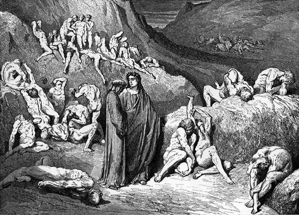 The Divine Comedy by Dante Alighieri , Inferno, Canto 34 : Virgil and Dante  ascend to the upper