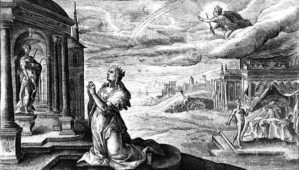 van de Passe Illustration - Alcyone prays for the safe return of Ceyx