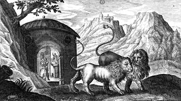 van de Passe Illustration - Atalanta and Hippomenes changed into lions