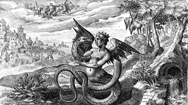 van de Passe Illustration - Cadmus and Harmonia turned into a serpent