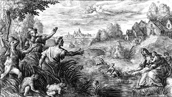 van de Passe Illustration - Latona turning the Lycian farmers into frogs