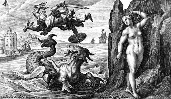 van de Passe Illustration - Perseus rescues Andromeda