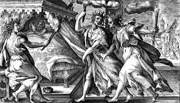 van de Passe Illustration - The Furies visit Tereus and Procne on their wedding night