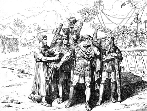 ‘Teodatus presents Julius Caesar with Pompey's head’ - Bartolomeo Pinelli (1819)