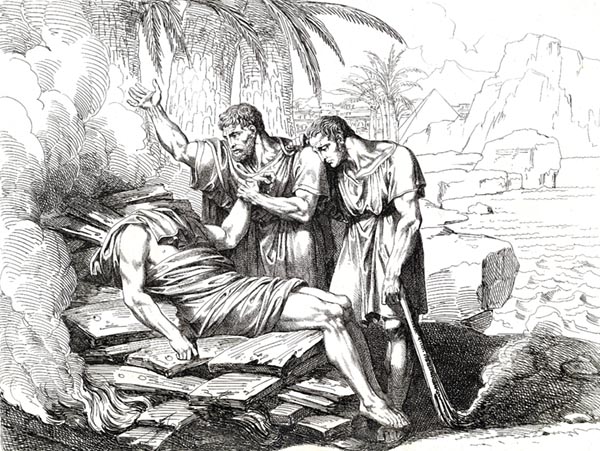 ‘The body of Pompey cremated’ - Bartolomeo Pinelli (1819)