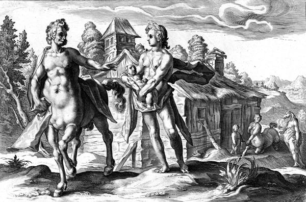 Goltzius Illustration - Apollo gives Chiron Aesculapius