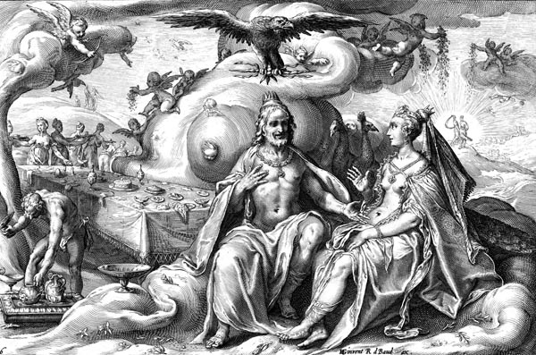 Goltzius Illustration - Dispute Between Jupiter and Juno