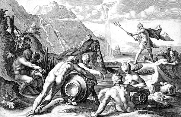 Goltzius Illustration - Neptune Plotting the Destruction of Man