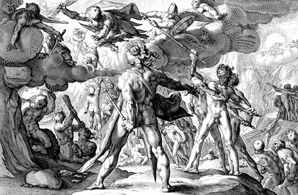 Goltzius Illustration - The Giants Climbing the Heavens