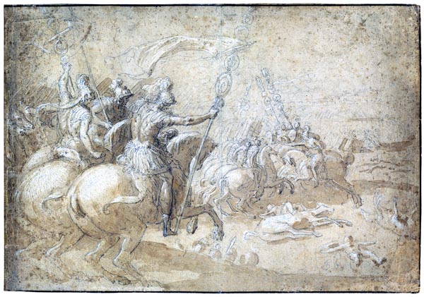 Ancient Roman Warriors Riding into Battle