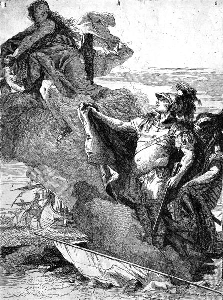 Aeneas Recognising Venus as She Disappears in a Cloud, Giovanni Domenico Tiepolo