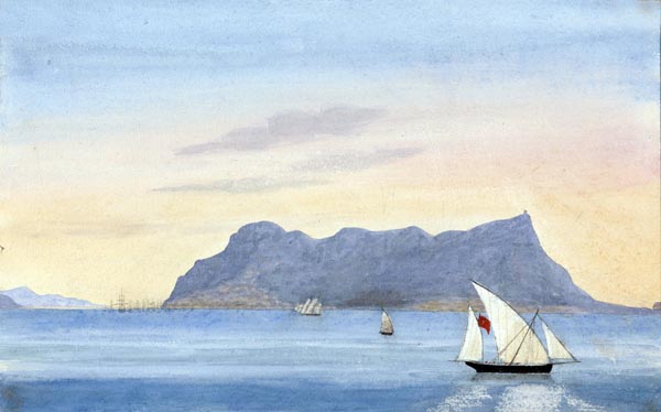 The Rock of Gibraltar from Algeciras(Spain) (1843) - George Lothian Hall (English, 1825-1888)