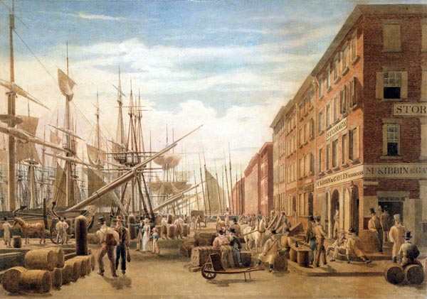 View of South Street, from Maiden Lane, New York City (ca. 1827) - William James Bennett (English, 1787−1844)