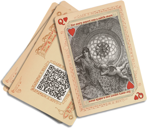 The Queen of Hearts card from the Orlando Furioso card deck
