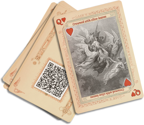 The Queen of Hearts card from the Divine Comedy card deck